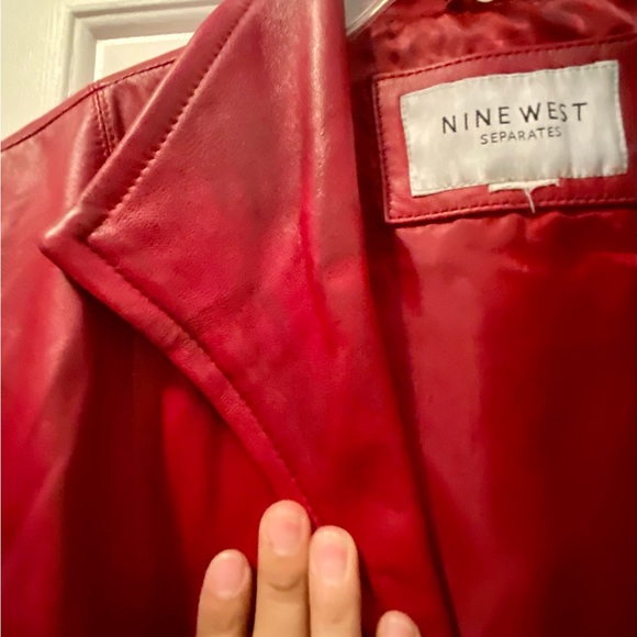 NWT Nine West Cherry Red Leather Zip Jacket - Picture 8 of 11